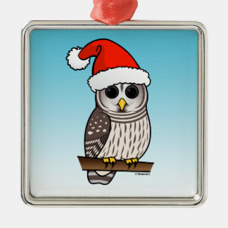Adorno Metálico Navidad del búho barrado de Santa