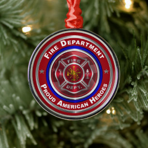 Adorno Metálico Navidad del Departamento de Bomberos