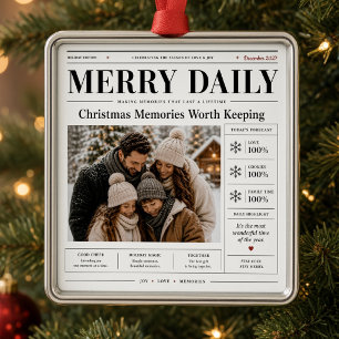 Adorno Metálico Navidad diaria con foto familiar personalizada