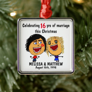 Adorno Metálico Navidad Dibujos Animados Matrimonio Feliz
