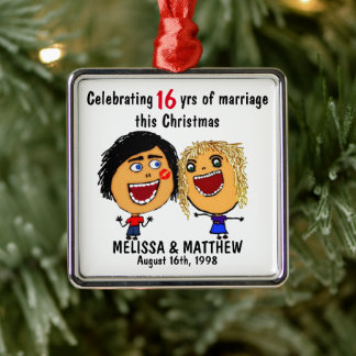 Adorno Metálico Navidad Dibujos Animados Matrimonio Feliz