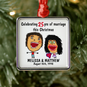 Adorno Metálico Navidad Dibujos Animados Matrimonio Feliz