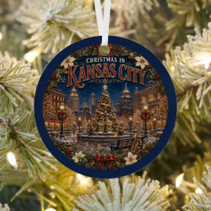 Adorno Metálico Navidad en Kansas City Recuerdo de Viaje Vintage