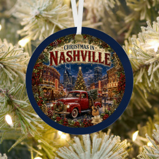 Adorno Metálico Navidad en Nashville Recuerdo de Viaje Vintage