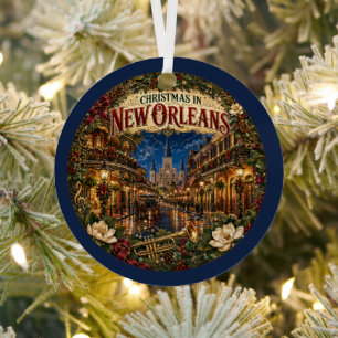 Adorno Metálico Navidad en Nueva Orleans Recuerdo de Viaje Antiguo