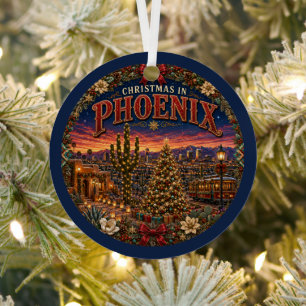 Adorno Metálico Navidad en Phoenix Recuerdo de Viaje Antiguo