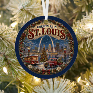 Adorno Metálico Navidad en St. Louis Recuerdo de Viaje Antiguo