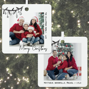 Adorno Metálico Navidad Familiar Personalizada Doble Cara con Dos