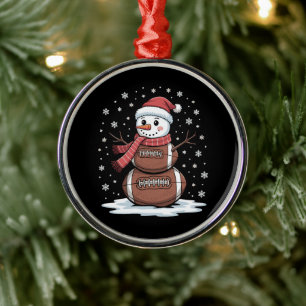 Adorno Metálico Navidad Fútbol Americano Muñeco de Nieve Xmas Depo
