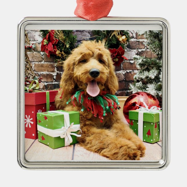 Adorno Metálico Navidad - GoldenDoodle - Claire (Frente)
