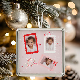 Adorno Metálico Navidad Multi Foto Moderna Rosa “Fa La La”