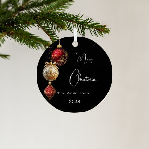 Adorno Metálico Navidad negro rojo dorado