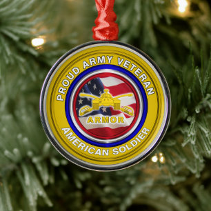 Adorno Metálico Navidad para veteranos de blindados del ejército