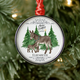 Adorno Metálico Navidad personalizada con burro