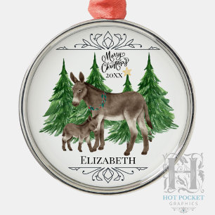 Adorno Metálico Navidad personalizada con burro