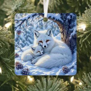 Adorno Metálico Navidad Personalizada con Tema de Zorros