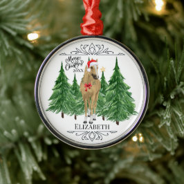 Adorno Metálico Navidad personalizada de caballo en acuarela