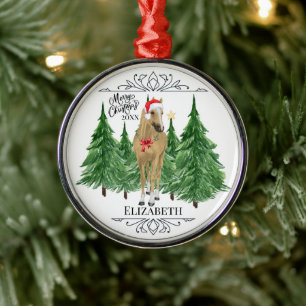 Adorno Metálico Navidad personalizada de caballo en acuarela
