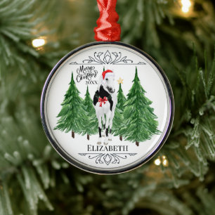 Adorno Metálico Navidad Personalizada de Caballo en Acuarela