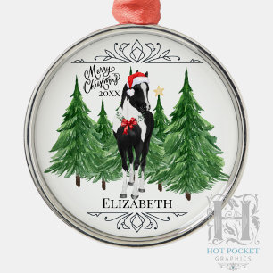Adorno Metálico Navidad Personalizada de Caballo en Acuarela