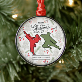 Adorno Metálico Navidad Personalizada de Karate Artes Marciales