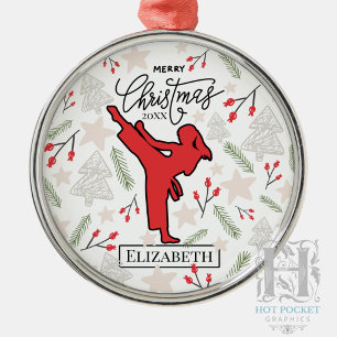 Adorno Metálico Navidad Personalizada de Karate Artes Marciales