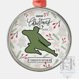 Adorno Metálico Navidad Personalizada de Karate Artes Marciales