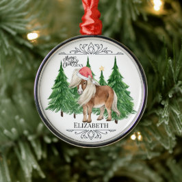 Adorno Metálico Navidad personalizada en acuarela de caballo