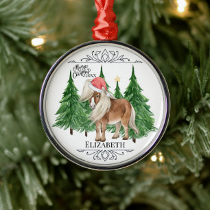 Adorno Metálico Navidad personalizada en acuarela de caballo