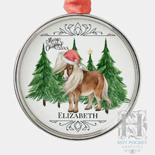 Adorno Metálico Navidad personalizada en acuarela de caballo