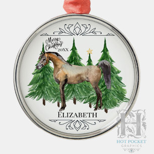 Adorno Metálico Navidad personalizada en acuarela para caballo