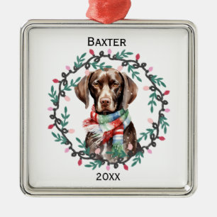 Adorno Metálico Navidad personalizada para Pointer de Pelo Corto A