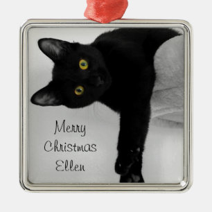 Adorno Metálico Navidad personalizado del gato negro