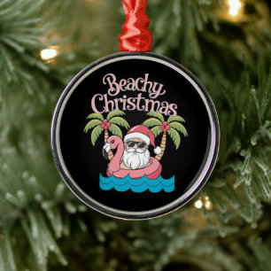 Adorno Metálico Navidad Playera Vacaciones Tropicales Santa Playa
