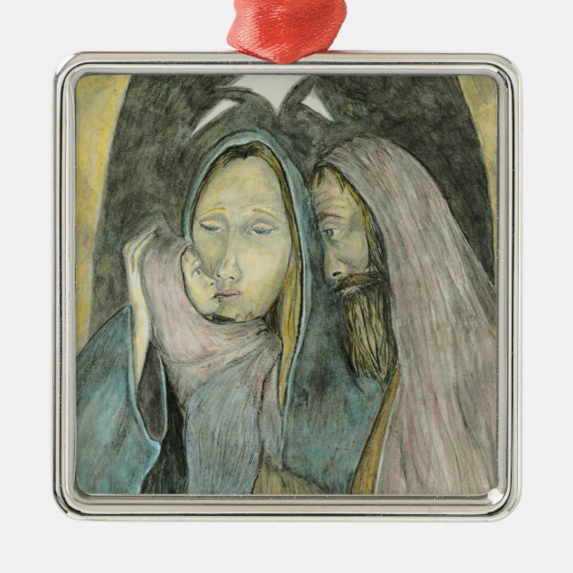 Adorno Metálico Navidad religioso de la natividad de Jesús Maria (Frente)