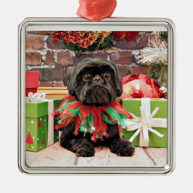 Adorno Metálico Navidad - Shih Tzu - lirio (Frente)