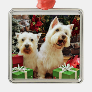 Adorno Metálico Navidad - Westies - Bailey y Callie
