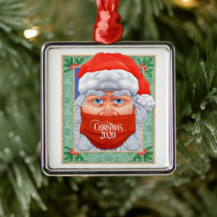 Adorno Metálico Navidades 2020 Santa Claus en máscara