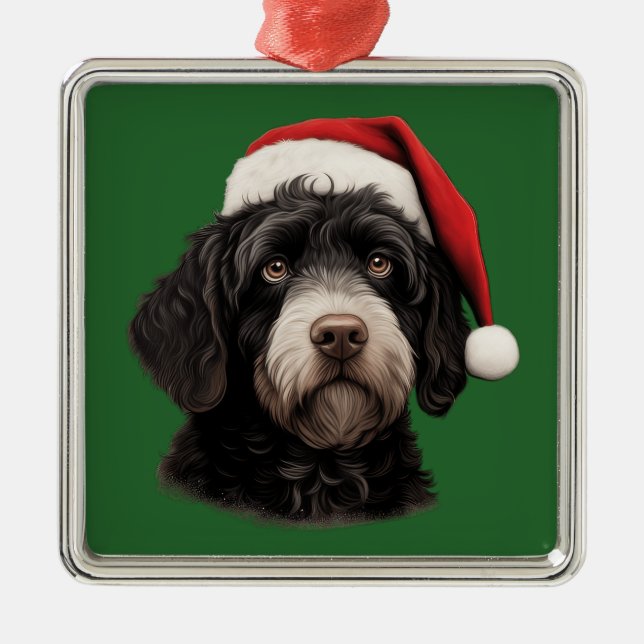 Adorno Metálico Navidades acuáticos Perro acuático portugués (Frente)