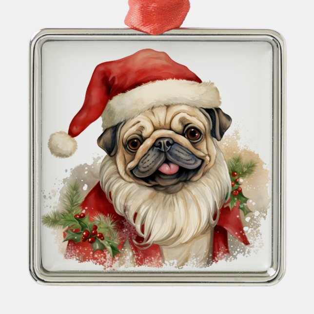 ADORNO METÁLICO NAVIDADES ADORABLES DE VACACIONES PUG PUPPY (Frente)