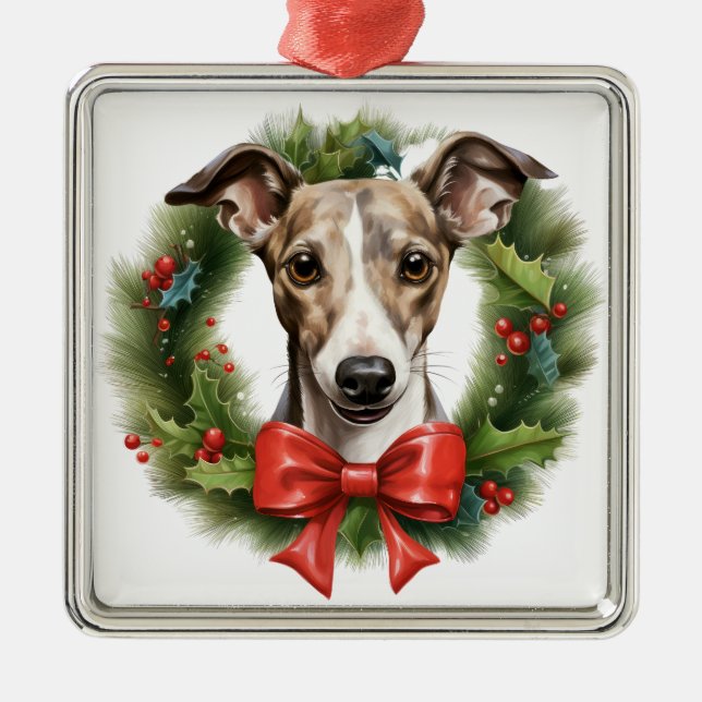 ADORNO METÁLICO NAVIDADES ADORABLES LLUVIA DE PERRO DE BLANCO (Frente)