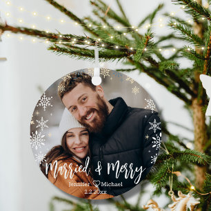 Adorno Metálico navidades alegres e inmersos foto de pareja de cop
