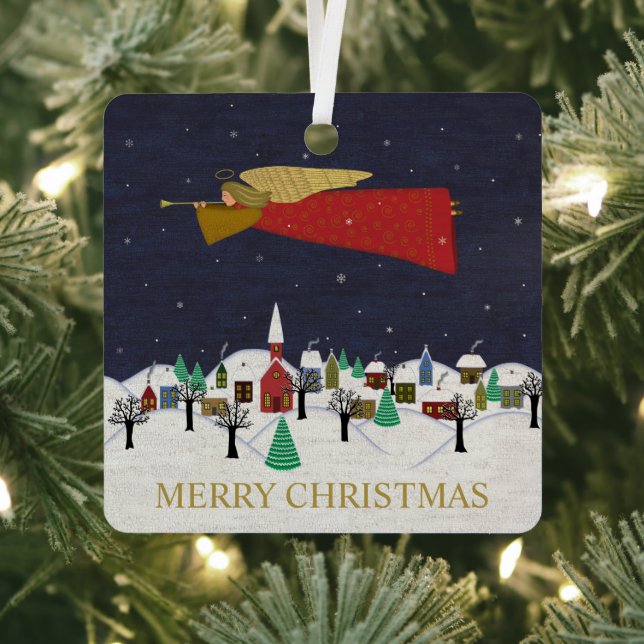 Adorno Metálico Navidades Angel Village Merry Christmas (in situ)