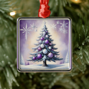 Adorno Metálico Navidades Art Deco Púrpura y Niebla Plata