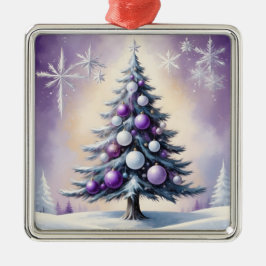 Adorno Metálico Navidades Art Deco Púrpura y Niebla Plata