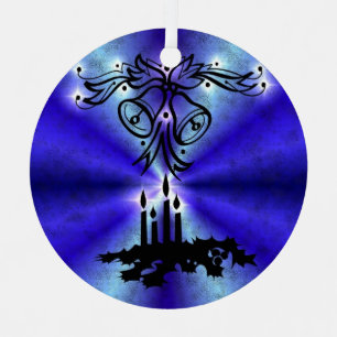 Adorno Metálico Navidades Artdeco sobre el arcoiris verde azul