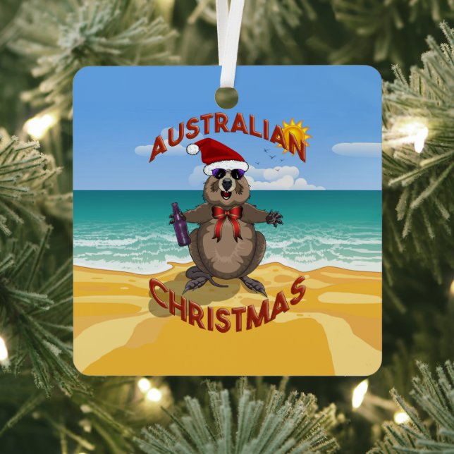 Adorno Metálico Navidades australianos en Quokka en la playa (in situ)