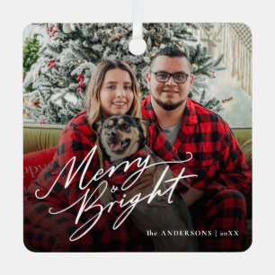 Adorno Metálico Navidades brillantes y merry en escritura moderna