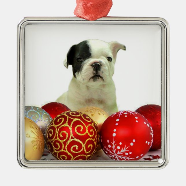 Adorno Metálico Navidades Bulldog francés (Frente)