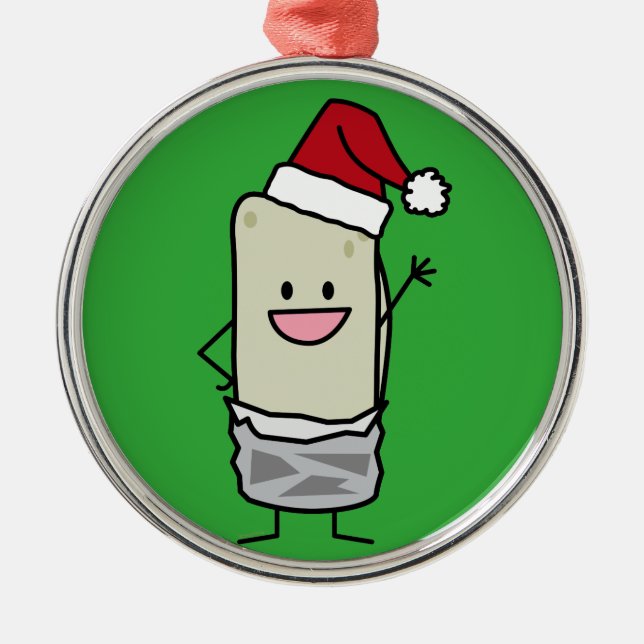 Adorno Metálico Navidades Burrito saludando feriado de Santa Hat (Frente)